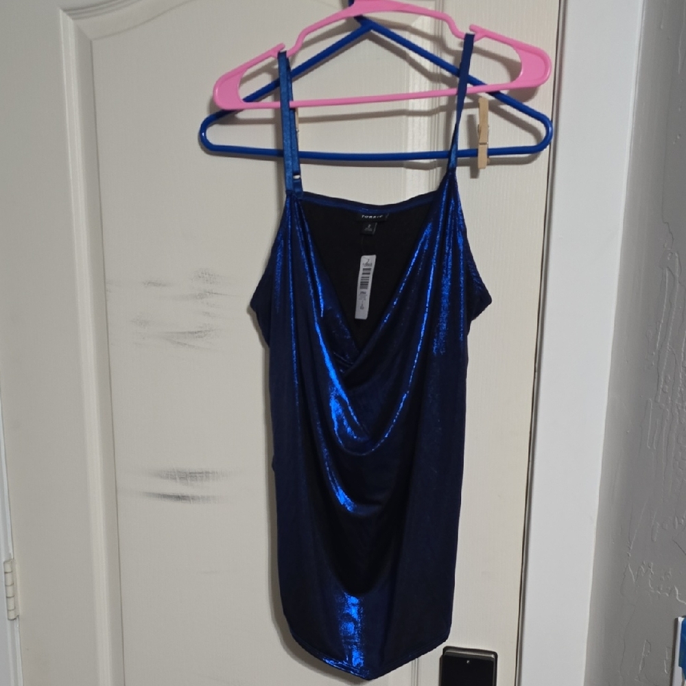 Torrid Metallic Blue Cowl Neck Camisole
